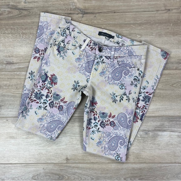 Level 99 Janice Ultra Skinny Jeans Floral Paisley Print Krypton Grey Wash - Picture 3 of 11